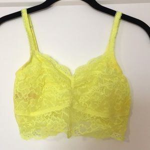 Lace bralette - neon yellow